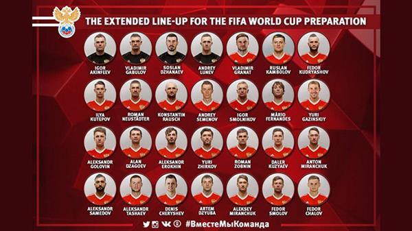 Nga tin vào lớp trẻ trong danh sách 28 tuyển thủ chuẩn bị World Cup 2018