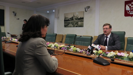 Phỏng vấn ông Konstantin Kosatriov, Chủ tịch Ủy ban Đối ngoại Thượng viện, trưởng đoàn đại biểu Nghị viện Nga dự Đại hội đồng Liên minh Nghị viện Thế giới (IPU) 132 tại VN