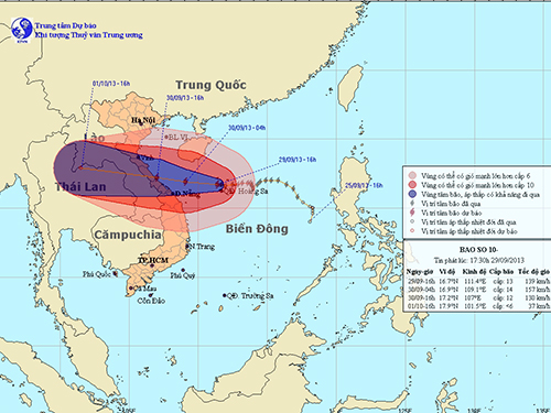 Nhiều khả năng tâm bão số 10 sẽ đổ bộ Quảng Bình, Quảng Trị
