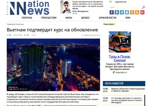 Báo chí Nga đánh giá cao thành tựu kinh tế Việt Nam