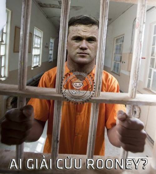 Ảnh chế bóng đá vui: Rooney đang ngậm khối căm hờn sau cũi sắt