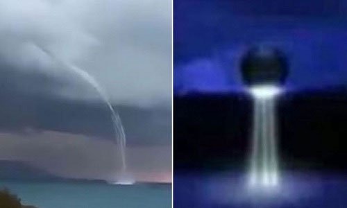 Video kỳ lạ về UFO hút nước từ dưới biển lên trời