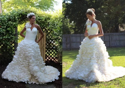 Váy cưới hở ngực làm bằng giấy vệ sinh được nhận giải 10.000 USD