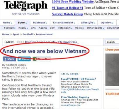 Báo chí Bắc Ireland sốc vì thua Việt Nam
