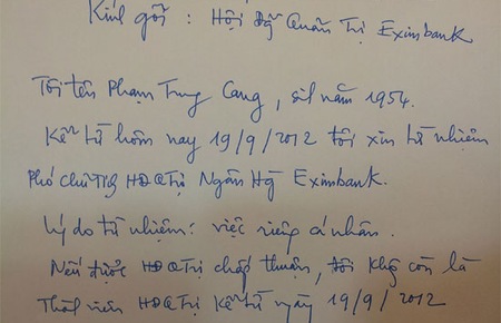 Phó chủ tịch Eximbank từ nhiệm