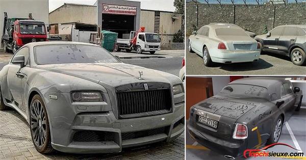 Nhiều xe siêu sang Rolls-Royce bị bỏ rơi đến phủ bụi kín mít tại Dubai