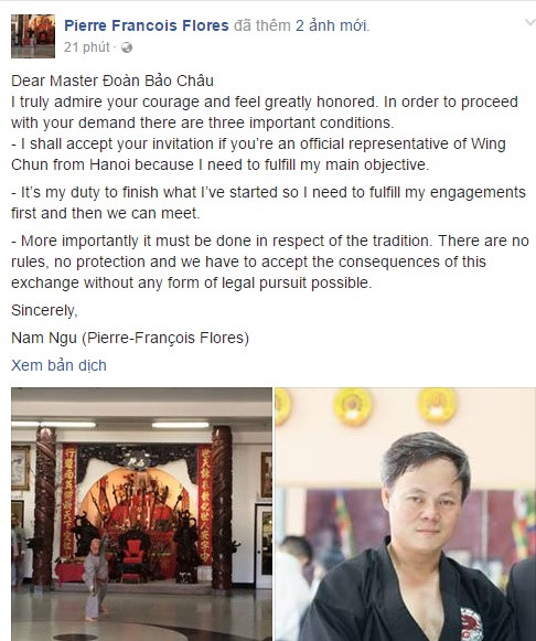 Môn đồ thách đấu Nam Huỳnh Đạo muốn đấu tự do với võ sư Việt