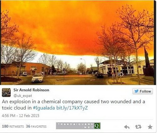 Khí độc bay khắp trời Barcelona sau khi nhà máy hoá chất nổ