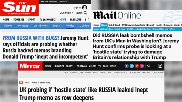 Báo Anh 'đổ vấy' cho Nga làm rò rỉ tài liệu mật nói xấu Tổng thống Trump
