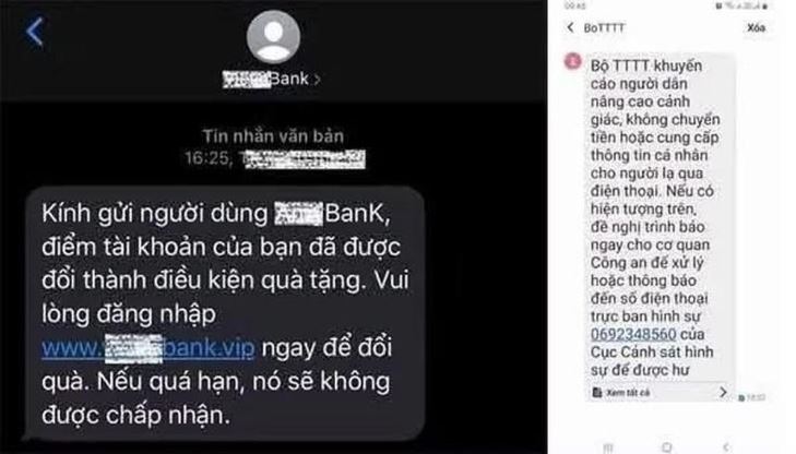 Cảnh báo tin nhắn lừa đảo xuất hiện trong luồng SMS chính thức của ngân hàng