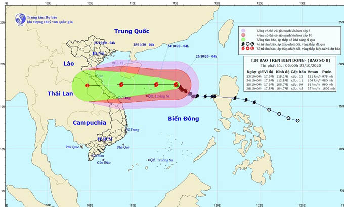 Bão số 8 gió giật cấp 15, hướng thẳng vào Hà Tĩnh - Quảng Trị