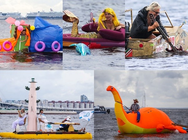 Vui nhộn lễ hội hóa trang chèo thuyền ở Nga