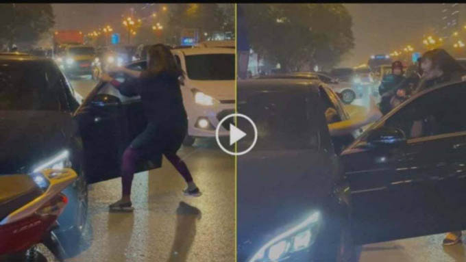 ''Ninja Lead'' giật cửa xe Mercedes đánh ghen náo loạn phố Lê Văn Lương
