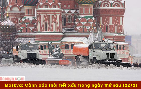 Moskva: Cảnh báo thời tiết xấu trong ngày thứ sáu (22/2)