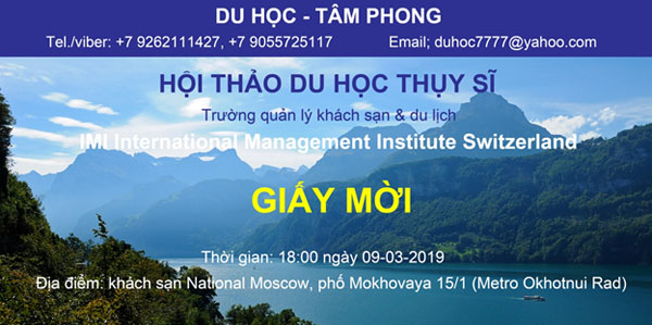 Thư mời dự Hội thảo du học Thụy Sĩ - Trường quản lý khách sạn và du lịch IMI