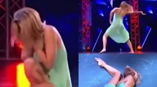 Vũ công Nga vỡ mũi ngay trên sóng truyền hình trực tiếp