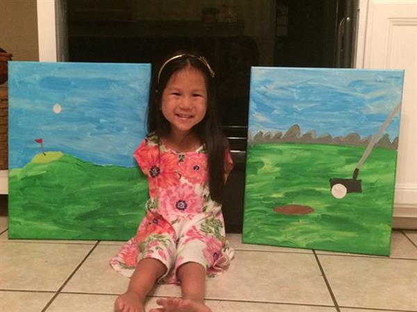 Bé gái không tay gốc Việt vẽ tranh ở Mỹ