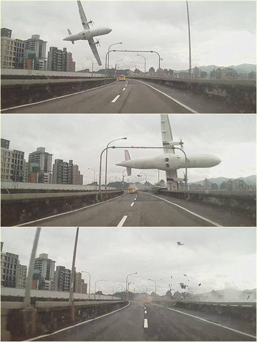 Máy bay Trung Quốc đâm vào cầu, lao đầu xuống sông Đài Loan