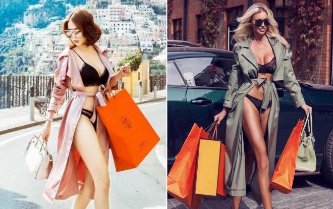 Style mặc nội y xuống phố shopping của Ngọc Trinh bị fan 'bóc' giống y chang người mẫu nước Nga