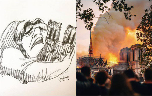 Nhà thờ Đức Bà Paris chìm trong biển lửa, dân mạng bàng hoàng chia sẻ những bức tranh chan chứa tình cảm cầu nguyện cho Paris