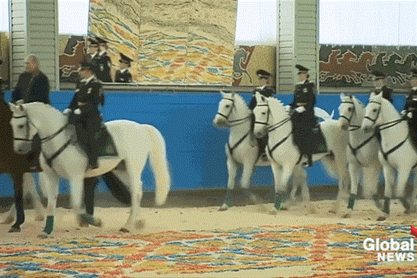 Tổng thống Putin cưỡi ngựa với nữ cảnh sát kỷ niệm Quốc tế Phụ nữ 8.3