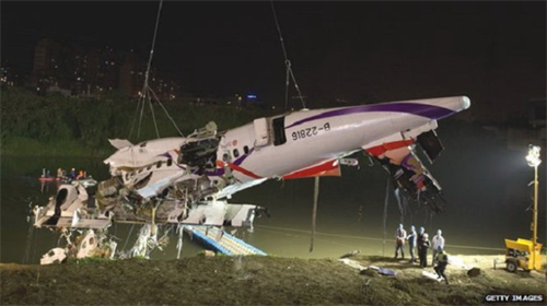 Trục vớt máy bay rơi xuống sông ở Đài Loan, 31 người chết