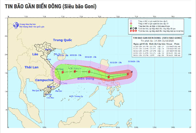 Siêu bão Goni có thể ''càn quét'' các tỉnh, thành từ Thanh Hóa đến Khánh Hòa