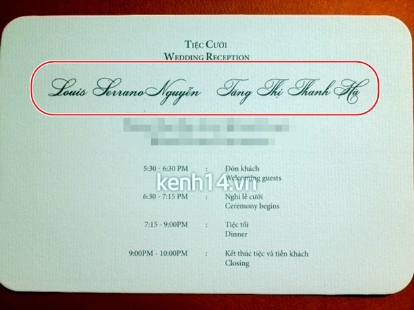 HOT: Lộ thiệp cưới của Tăng Thanh Hà và Louis