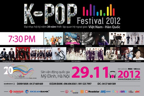 13 nhóm nhạc nổi tiếng Hàn Quốc sang Việt Nam tụ hội tại K-pop Fesstival 2012