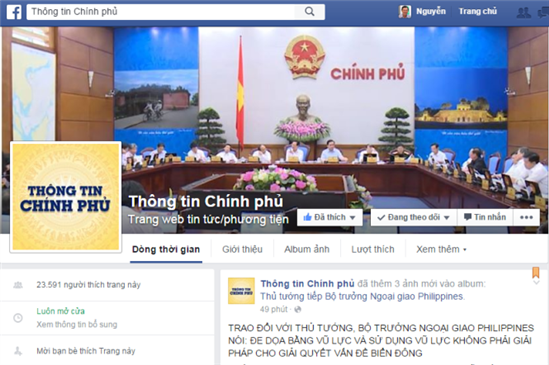 Mới ra 1 ngày, trang “thông tin Chính phủ” trên facebook bị “nhái”