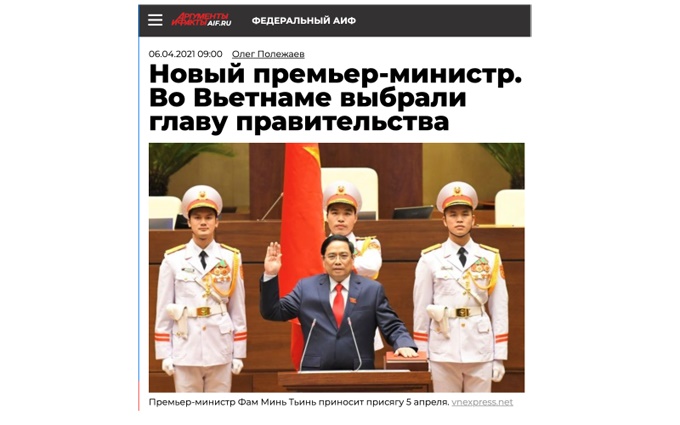 Báo chí Nga viết về tân Thủ tướng Việt Nam