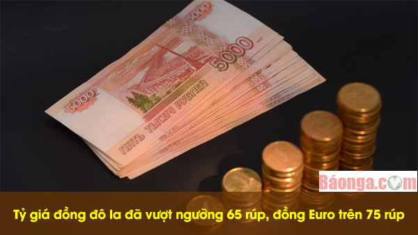 Tỷ giá đồng đô la đạt ngưỡng trên 65 rúp, đồng Euro trên 75 rúp