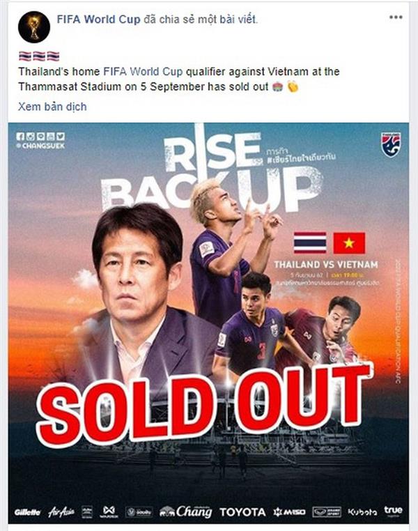 FIFA ấn tượng với cơn sốt vé trận Thái Lan - Việt Nam